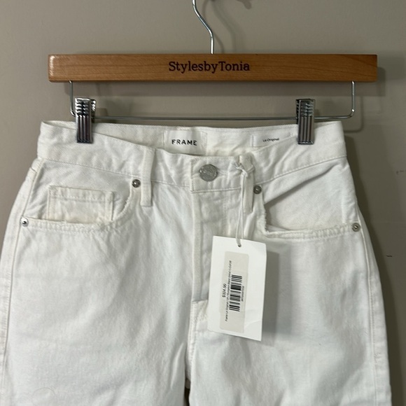 FRAME Denim Le Original Rumpled Blanc Grind White Button Fly Jean Sz 24 NEW - Picture 4 of 10